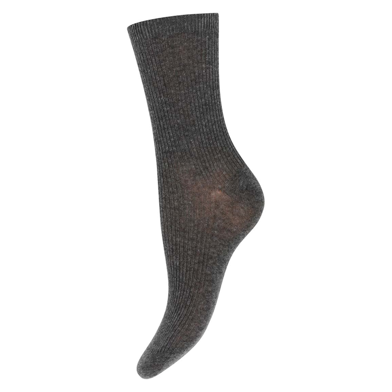 mp Denmark Fine Cotton Rib Socks 37/39 - Medium Grey Melange hos parfumerihamoghende.dk 