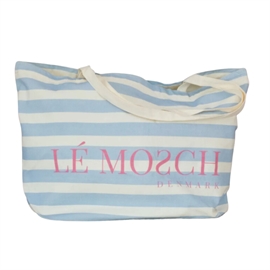Le Mosch Logo Strandtaske - Blå Striber  hos parfumerihamoghende.dk 