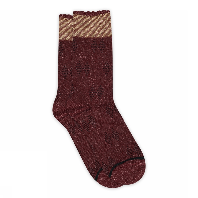 MP Denmark Flora Glitter Socks - Wine Red 37/39 hos parfumerihamoghende.dk 