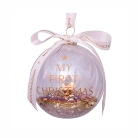 Vondels Glaskugle Guld Babyens Første Jul Med Tekst - H9cm hos parfumerihamoghende.dk 