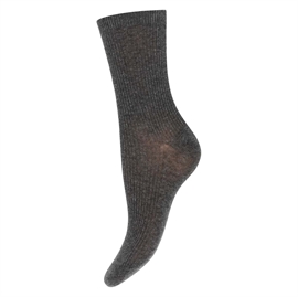 mp Denmark Fine Cotton Rib Socks 40/42 - Medium Grey Melange