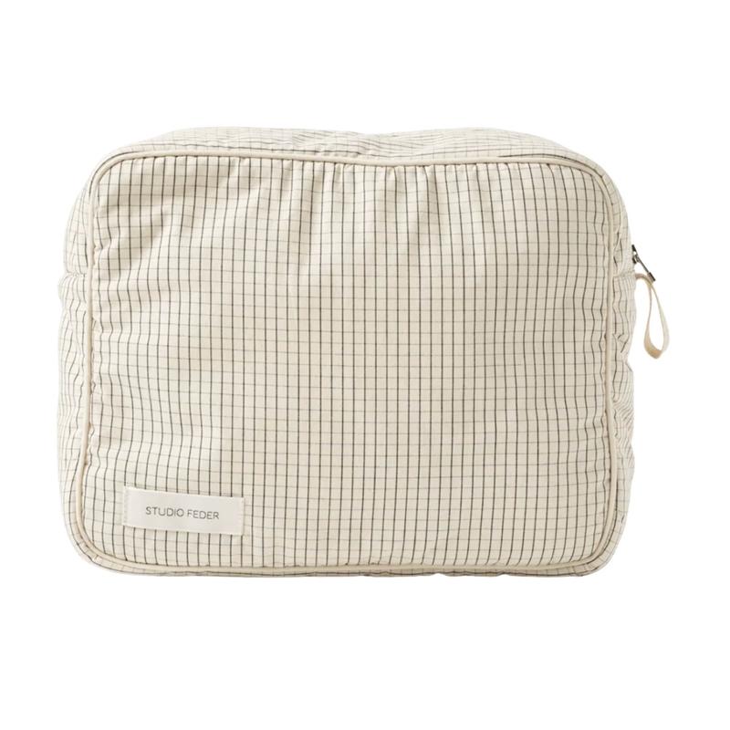 Studie Feder Ofelia Toiletry Bag - Creme Black Plaid 