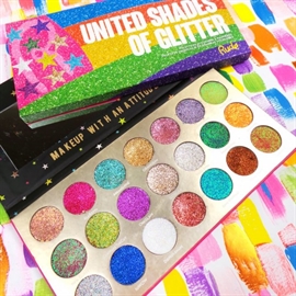 Rude - United Shades of Glitter - 21 Pressed Glitter Palette	 hos parfumerihamoghende.dk